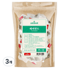 아크바 페퍼민트 피라밋 티백, 50개입, 3개, 1.2g