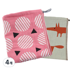 Pure Sunday 純棉3層紅狐狸紗布巾2入組, 紅狐狸，豌豆