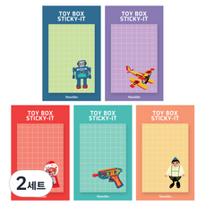 Monolike 便利貼5款套組 玩具盒, Robot, Air plane, Candy machine, Space gun, Wooden doll, 2套