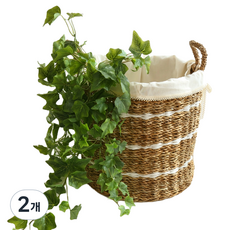 포홈 씨그라스 화이트라인 수납 바스켓, 2개
