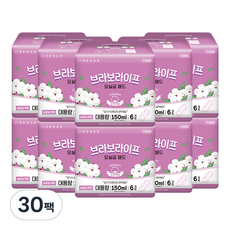 내츄럴코튼 남녀공용 브라보라이프 요실금 패드, 6개입, 30개, 대용량