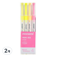 모나미 에센티 트윈 형광펜 4종 세트, 브라이트썬샤인, 2세트