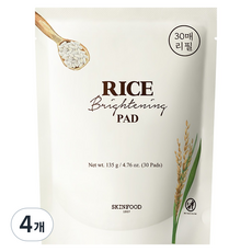 스킨푸드 라이스 브라이트닝 패드 리필 135g, 30매입, 4개