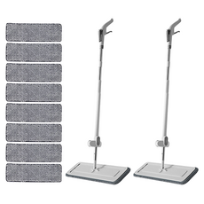 FITISM 噴霧免手洗滑動拖把+超細纖維專用拖布4片, 2套