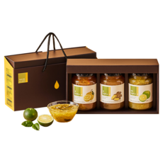 ORGA WHOLE FOODS 綜合濟州果醬茶禮盒組 3款, 1盒, 蜂蜜薑茶 550g+蜂蜜柚子茶 550g+青橘茶 550g