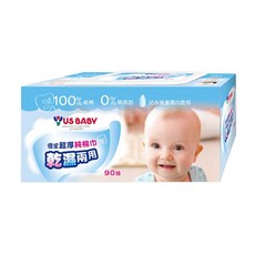 US baby 優生 超厚乾濕兩用純棉巾 100%純棉 0%無添加, 90張, 1盒