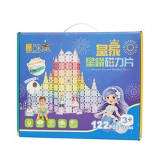 OKids 博士積木 皇家星鑽磁力片 122片 混和顏色, 1盒
