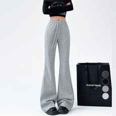 Elsso 女款修身細羅紋寬版喇叭運動褲