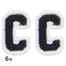 Button King 東大門鈕扣王 熱接著式刺繡字母縮寫迷你布貼 C, 6個, 黑色