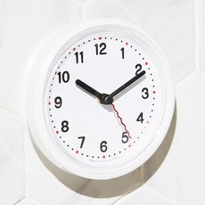 hcclock 黏貼式靜音浴室廚房防水時鐘, 白色