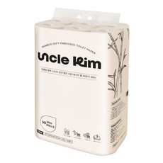 Uncle Kim竹子天然紙漿3層捲筒衛生紙, 30m, 1個, 30入