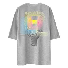 엠씨티 문컬렉션 베이직 5부 오버핏 통기성 반팔티 네온그래픽