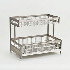 JCL 頂級雙層碗盤瀝水架, 鈦灰色