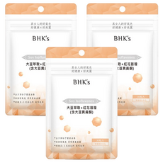 BHK's 大豆萃取+紅花苜蓿 素食膠囊 改善更年期症狀 調節雌激素 穩定情緒 幫助入睡, 30顆, 3包