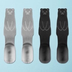 COOKO 304不鏽鋼小熊甜點冰淇淋方形湯匙 2款 x 2件組, 1套, 銀色, 黑色