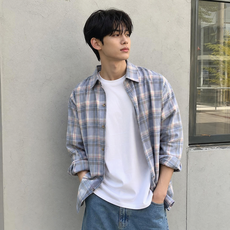 스타빈 남성용 베이직 체크 긴팔 셔츠