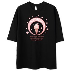 Benhit冰淇淋Overfit大碼短袖T卹, 烏黑