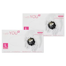 with YOU PLUS 丁腈手套 白色 L, 大(L), 2盒