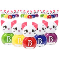 Bobble Kids 美甲貓兒童美甲彩虹套組 5p, 紅、黃、綠、藍、紫, 4組