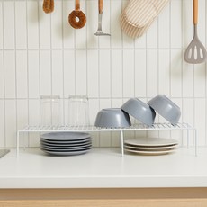 Myeongseong 長度可調碗盤整理架 小, 白色, 1個