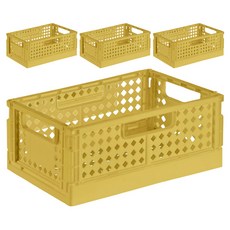 폴딩 수납박스, 4개, 옐로우, 대(34 x 25.5 x 13 cm)