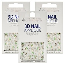 GLOSSYBLOSSOM 雪白美甲貼 3件組, 花串, 1組