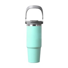 手提雙飲保溫杯 900ml 304不銹鋼 附吸管 適用於冷熱飲, 蒂芬妮綠, 1個