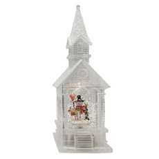 聖誕節聖誕紅聖誕城堡雪人音樂盒, 白色