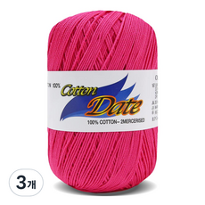 니뜨 코튼 데이트 실 75g, 552 핫핑크, 3개