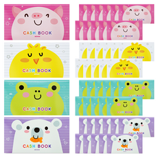 misoro 1000零用錢記帳本 2137 4種*2本, 小雞、豬、青蛙、熊, 6組