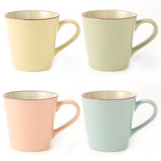 Briti Trape 馬克杯 400ml 4款, 橄欖綠, 天空藍, 珊瑚粉, 米黃色, 1套