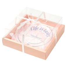 뮤니드 그레이스 쇼케이스 리본 선물상자, 1개, 핑크(상자), 아이보리(리본)