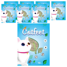 Catfeet 低粉塵抗菌凝結貓砂 澎潤土材質 強力凝結 除臭 10L, 綠茶, 7kg, 8袋