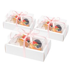 MUNID Grace展示窗緞帶禮品盒, 3個, 白色(禮物盒), 粉紅色(緞帶)