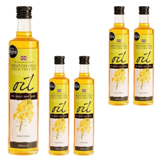 肯特 冷壓菜籽油 含豐富維生素E Omega 3 6 9 小量生產 純淨天然 高煙點 烹飪時不易變質, 500ml, 5瓶