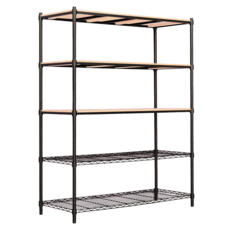 dayneeds 日需百備 松木烤漆架, 黑框 + 原木, 5層