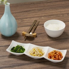 아트웨어 스퀘어 3구 나눔접시 27.5 cm + 포장박스 랜덤 발송, 화이트, 1개