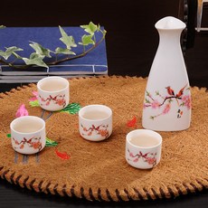 Lamour德利清酒杯組 粉紅色, 1套, 酒瓶 + 酒杯 4入