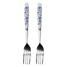 Kiyodo 森活瓷柄大叉, 白色 + 銀色 + 藍色, 2支