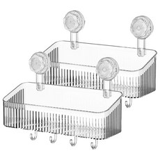 小麥購物 輕奢吸盤置物架 大, 透明白, 2個