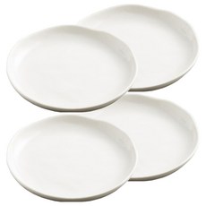 Daparang 簡約基本不對稱波浪餐廳小菜圓形餐具組 HJ1075, 白色, 1套, 餐具 4p