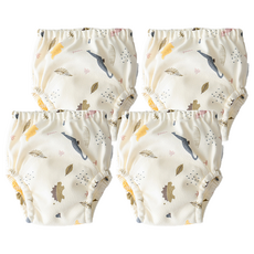 조이멀티 아동용 크림패턴 레몬 배변훈련팬티, 공룡, 4개