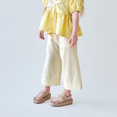 MARI N MORI 女童泡泡紗蕾絲拼色褲