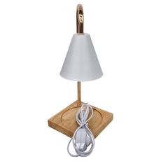 可調光 橡木底座 經典造型蠟燭燈 + 鹵素燈泡2入 (暖燭燈 香氛蠟燭專用燈台) 白色燈罩