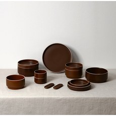 Erato Olheum系列 雙人陶瓷碗盤13件組, 棕色的, 空氣 2p + 碗 2p + 冷空氣 2p + 中 2p + 原盤 + Lamerkin 小 2p + 餐具 2p, 1套