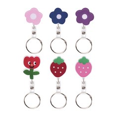 NURSKINY 小熊造型伸縮扣夾 6入組, 粉紅花、藍花、紫花、鬱金香、紅草莓、粉紅草莓, 1套