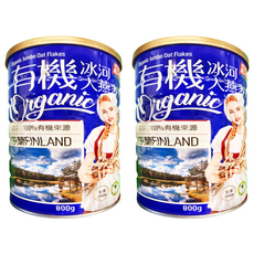 紅布朗 芬蘭冰河大燕麥片 800g*2罐 有機 100%全穀