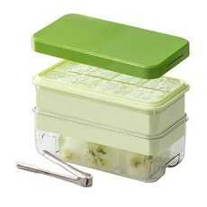 Simple Line PUSH 按壓式特大號製冰盒 2層16格, 1個, 綠色