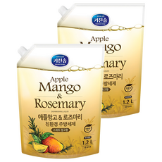 키친솝 애플망고 앤 로즈마리 친환경 주방세제, 1.2L, 2개