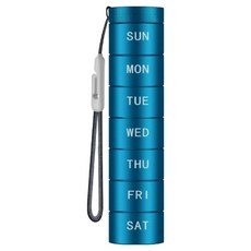 Simply B 高級金屬一週直式密封藥盒 藍色, 1個